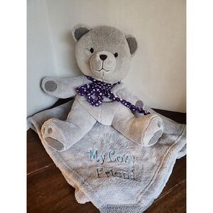 thirty one BEAR‎ Security Blanket Plush Lovey Gray 30" x 30" Polka Dot